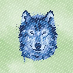 Wolf im Wasserfarben-Look // Bügelbild