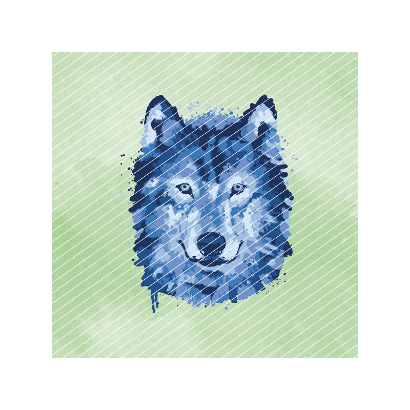 Wolf im Wasserfarben-Look // Bügelbild