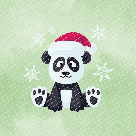 Panda mit Weihnachtsmütze // Bügelbild