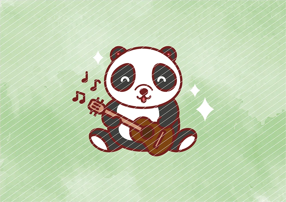 Panda mit Gitarre // Bügelbild