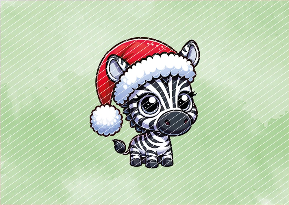 Zebra mit Weihnachtsmütze // Bügelbild