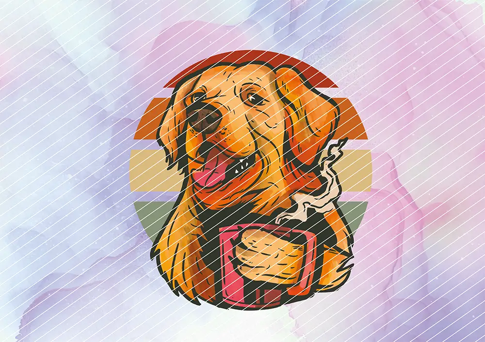 Retriever - Hund mit Kaffee // Bügelbild