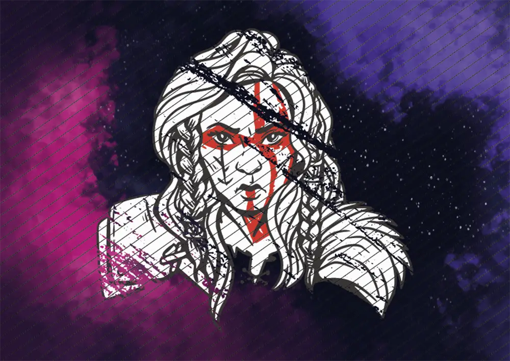 Schildmaid mit Kriegsbemalung // Bügelbild Schildmaid mit Kriegsbemalung // Bügelbild