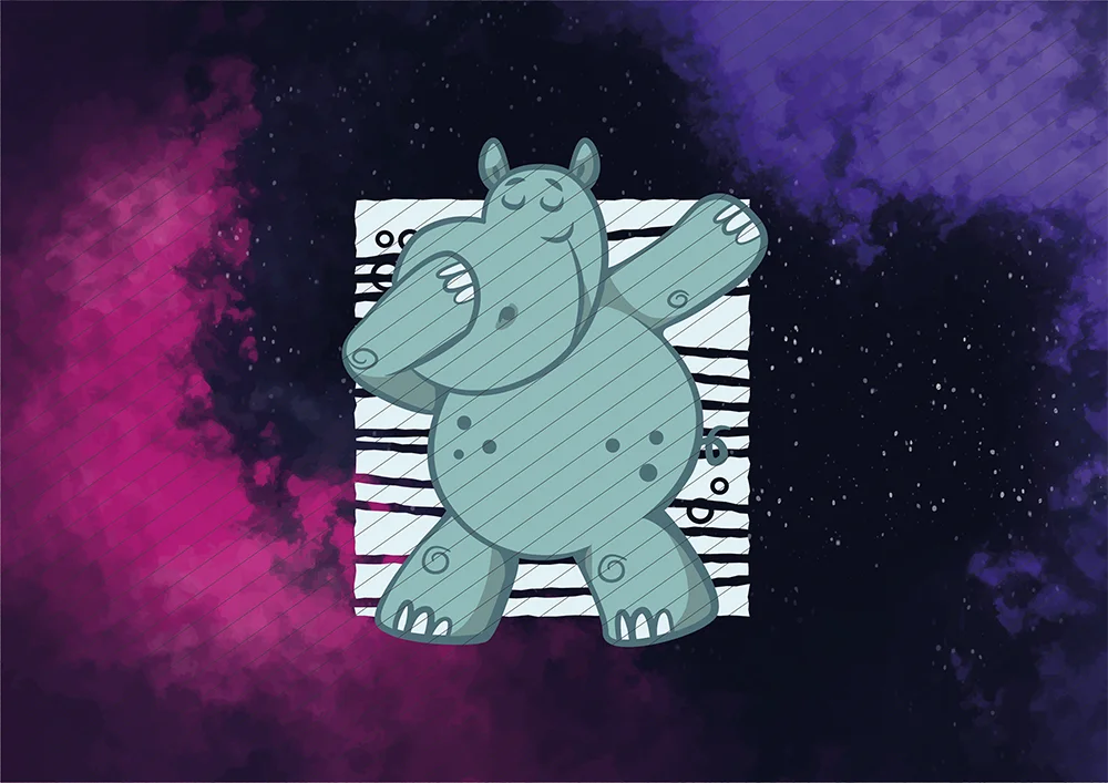 Dabbing Nilpferd // Bügelbild