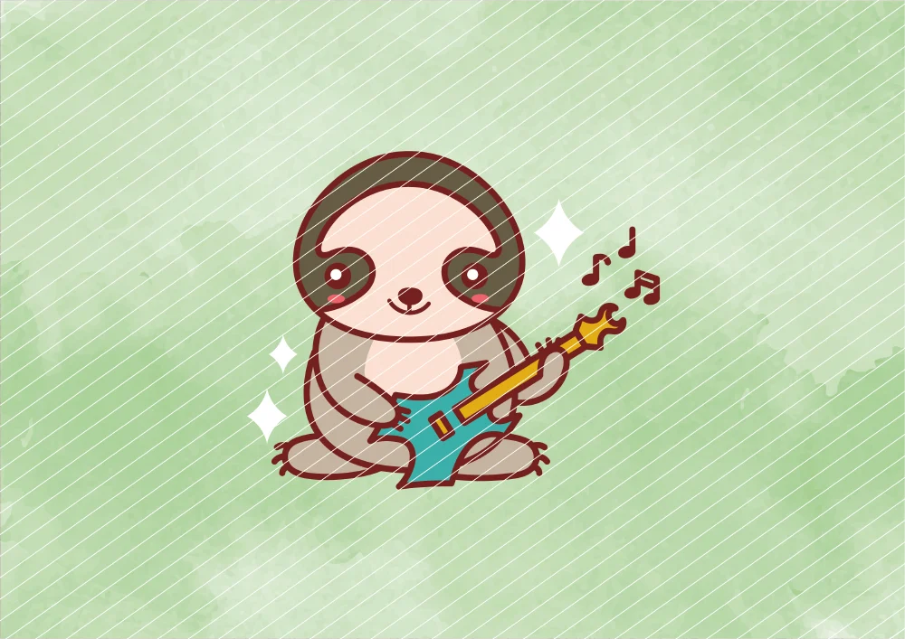 Faultier mit Gitarre // Bügelbild