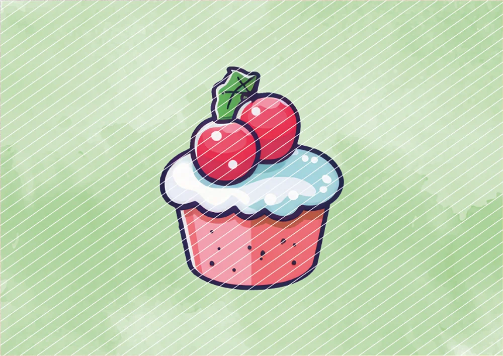 Cupcake mit roten Kirschen // Bügelbild