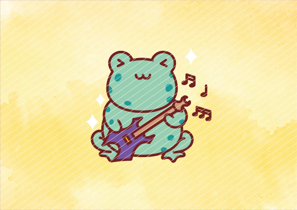 Frosch mit Gitarre // Bügelbild