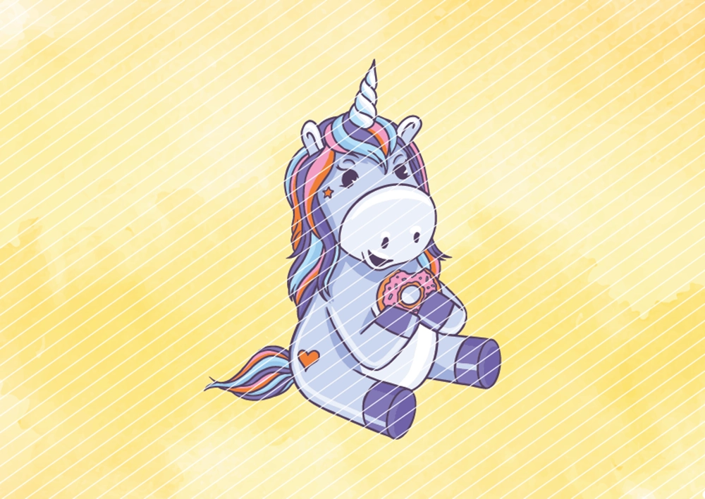 Einhorn mit Donut // Bügelbild Einhorn mit Donut // Bügelbild