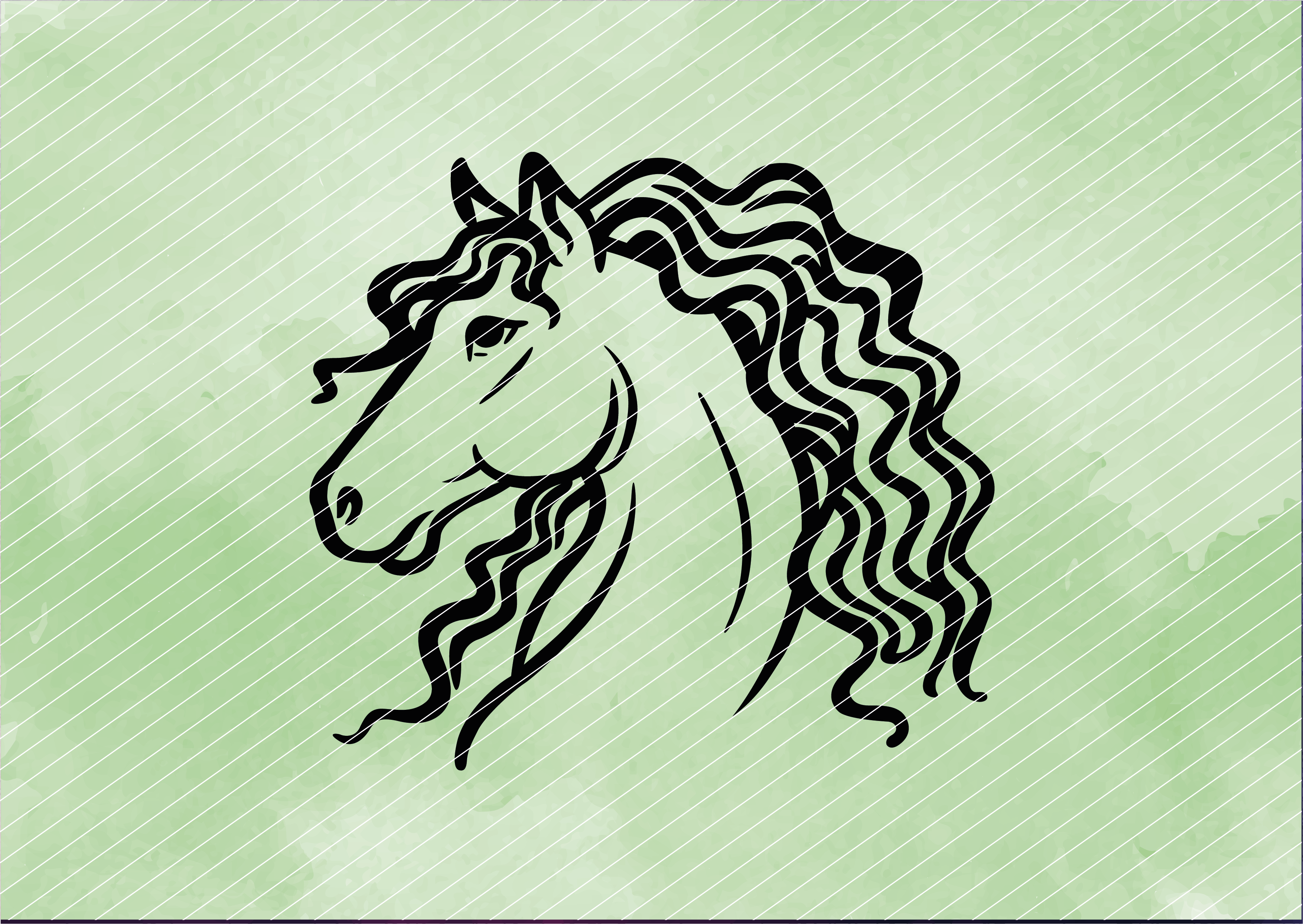 Pferd mit Wellenmähne // Plotterdatei SVG Vektor Grafik