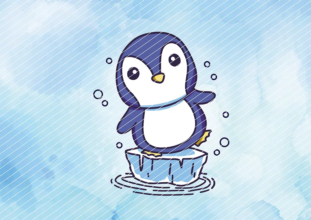 Pinguin auf Eisscholle // Bügelbild