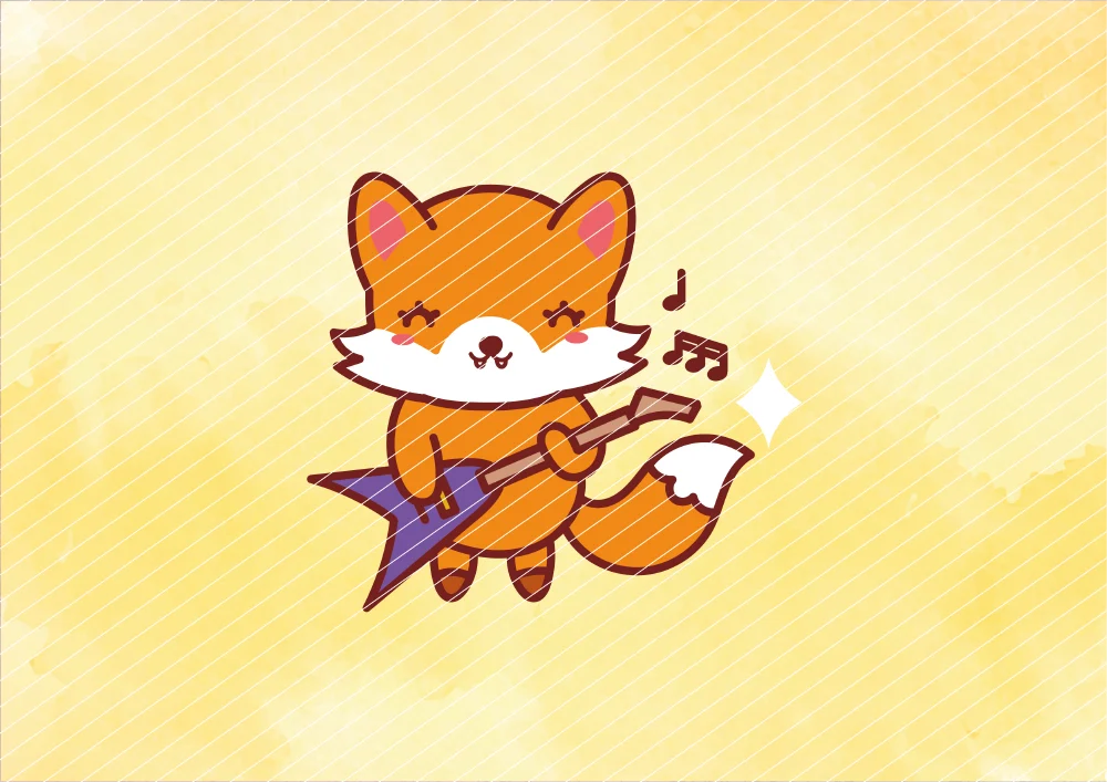 Fuchs mit Gitarre // Bügelbild