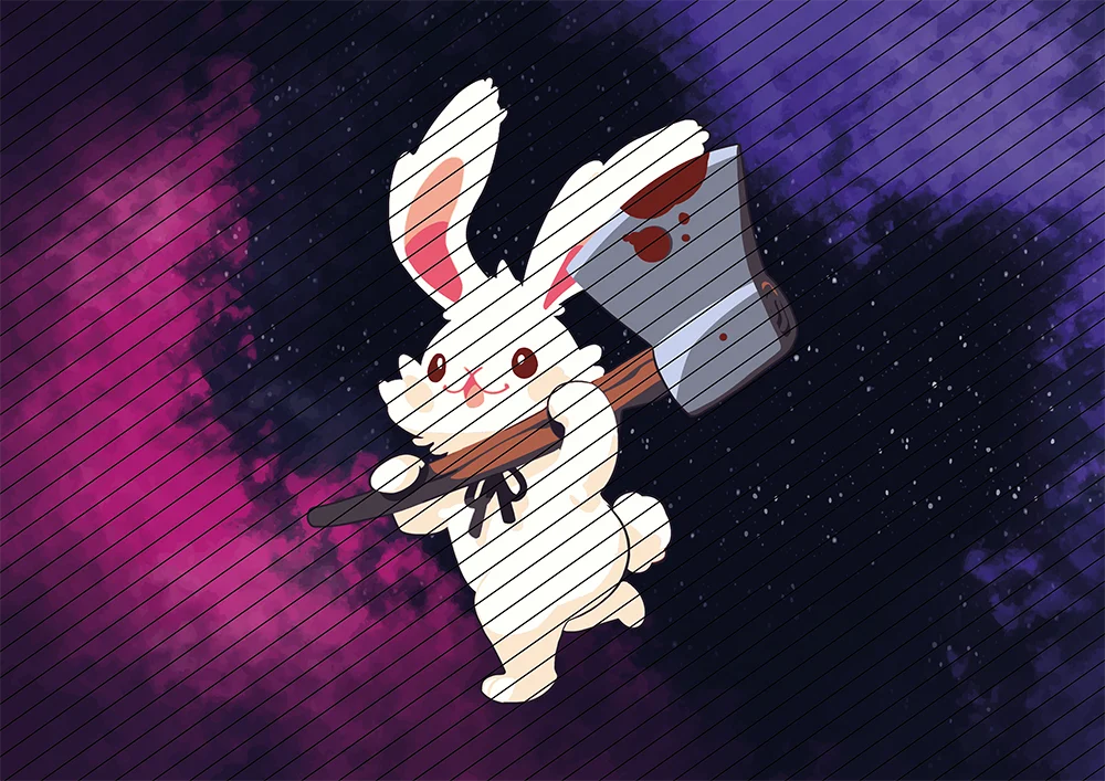 Hase mit Axt // Bügelbild Hase mit Axt // Bügelbild