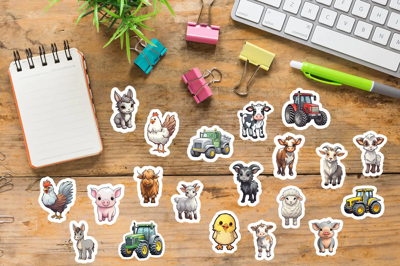 Bunter Bauernhof // 20er Sticker-Set in verschiedenen Größen