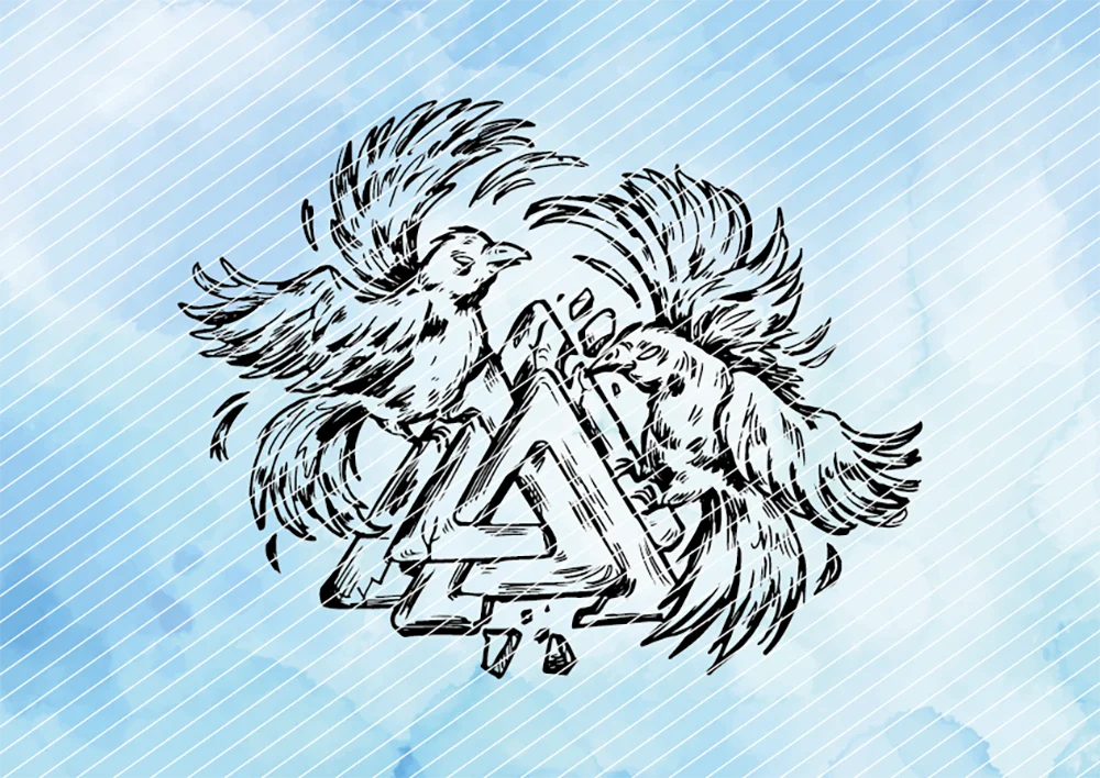 Wotansknoten mit Raben // Bügelbild Wotansknoten mit Raben // Bügelbild