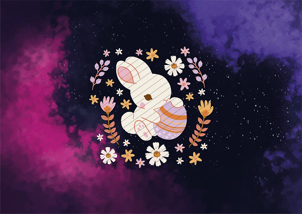 Osterhase mit Blumenkranz // Bügelbild