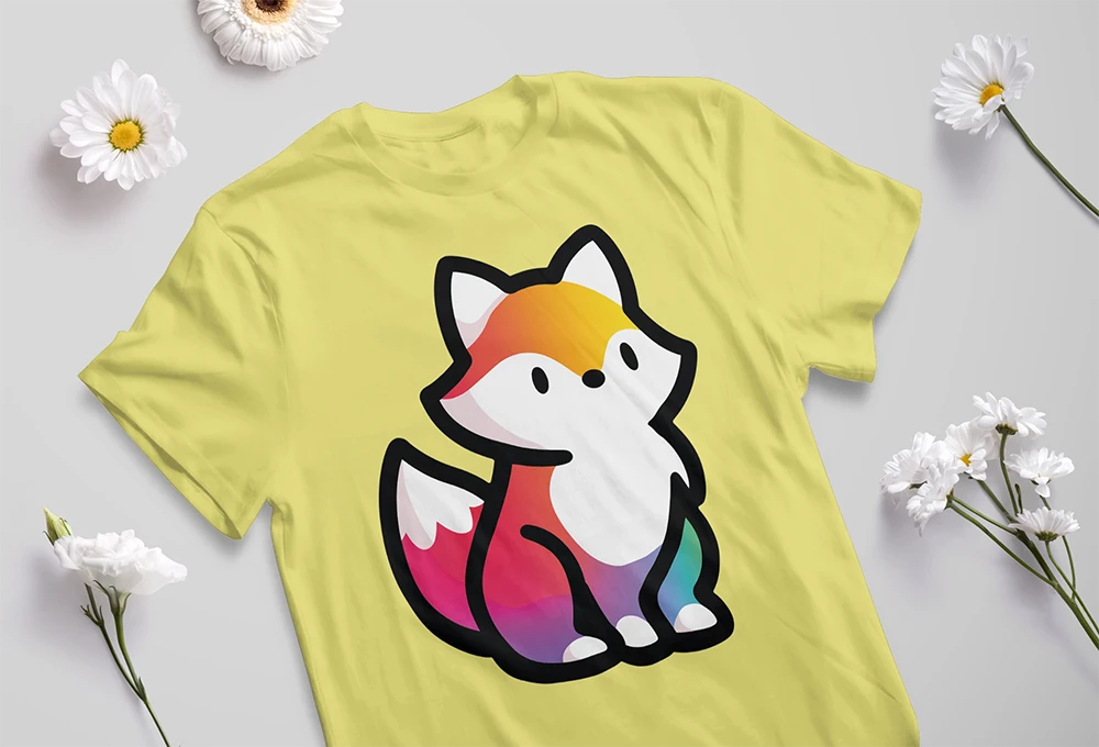 Fuchs mit Regenbogen-Fell // Bügelbild