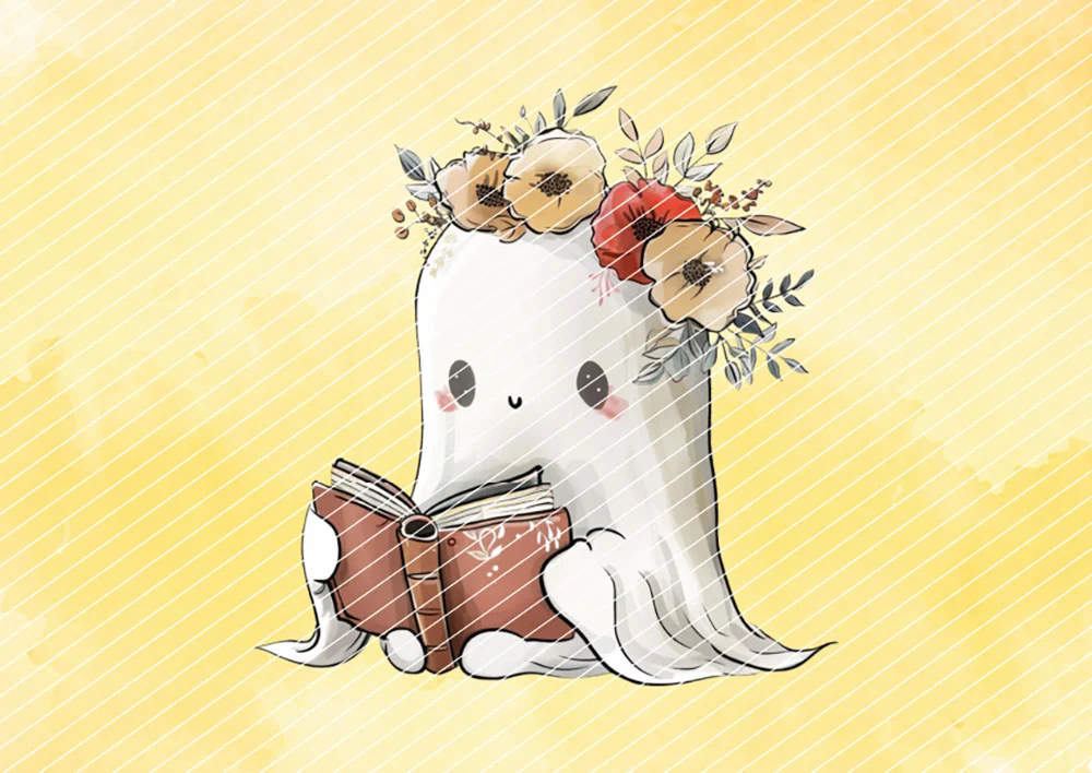 Lesender Blumengeist // Bügelbild Lesender Blumengeist // Bügelbild