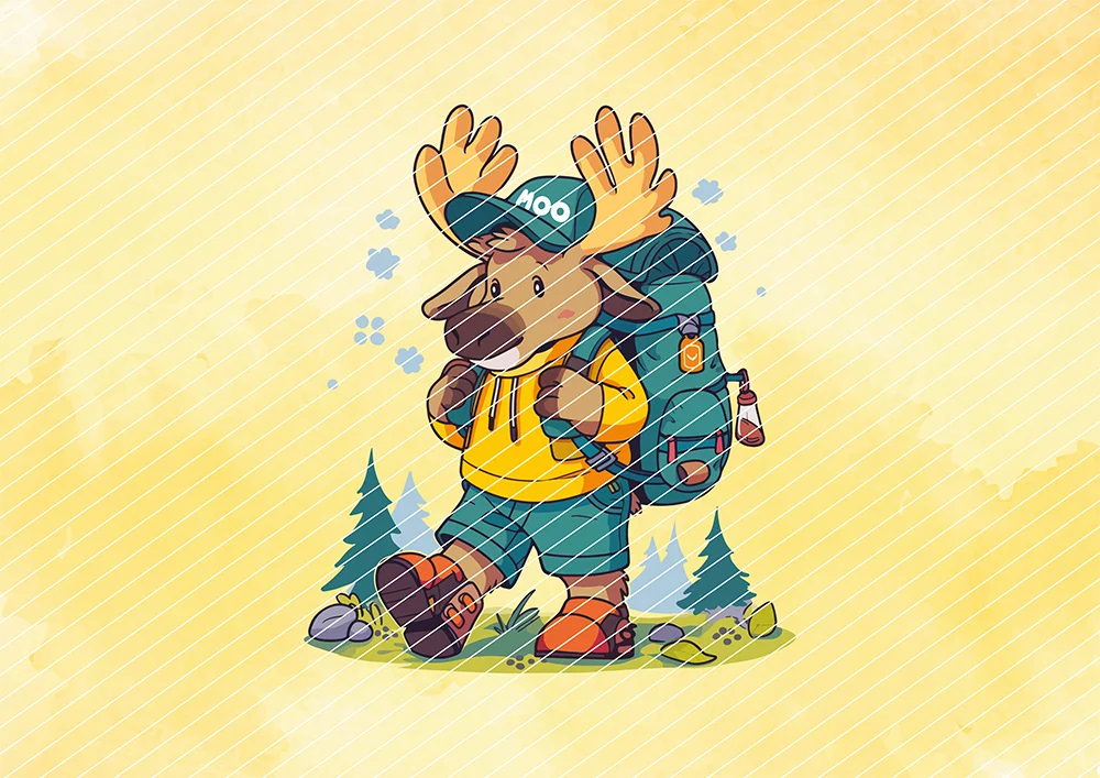 Elch auf Wanderschaft // Bügelbild