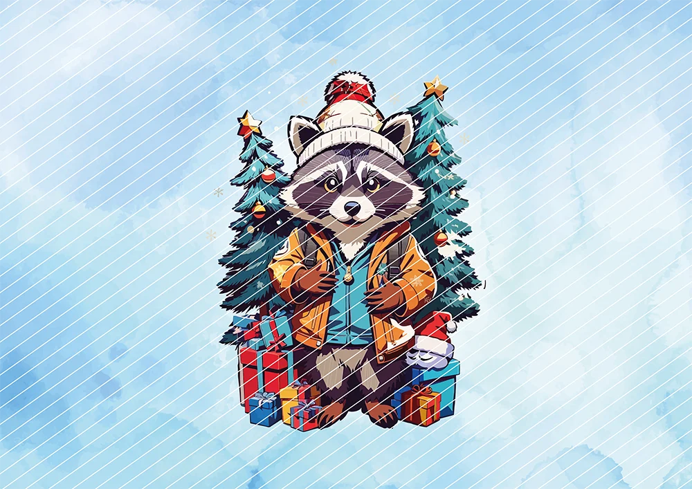 Weihnachtlicher Waschbär // Bügelbild Weihnachtlicher Waschbär // Bügelbild
