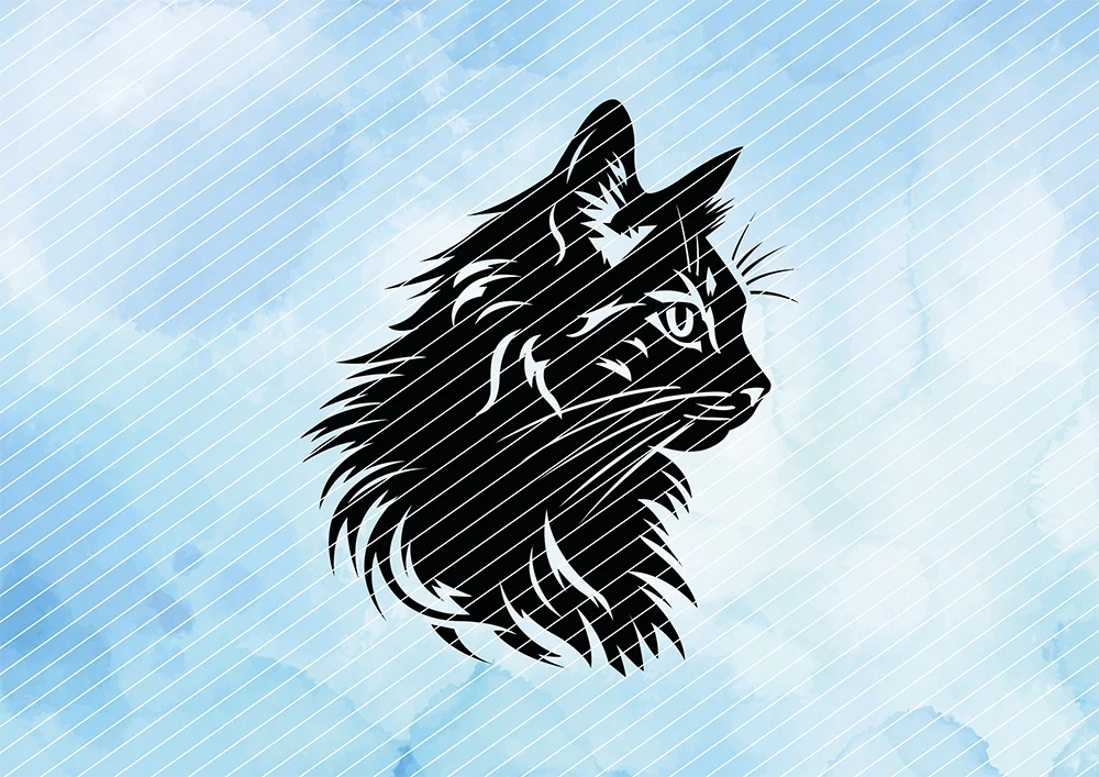 Langhaar-Katze // Plotterdatei SVG Vektor Grafik
