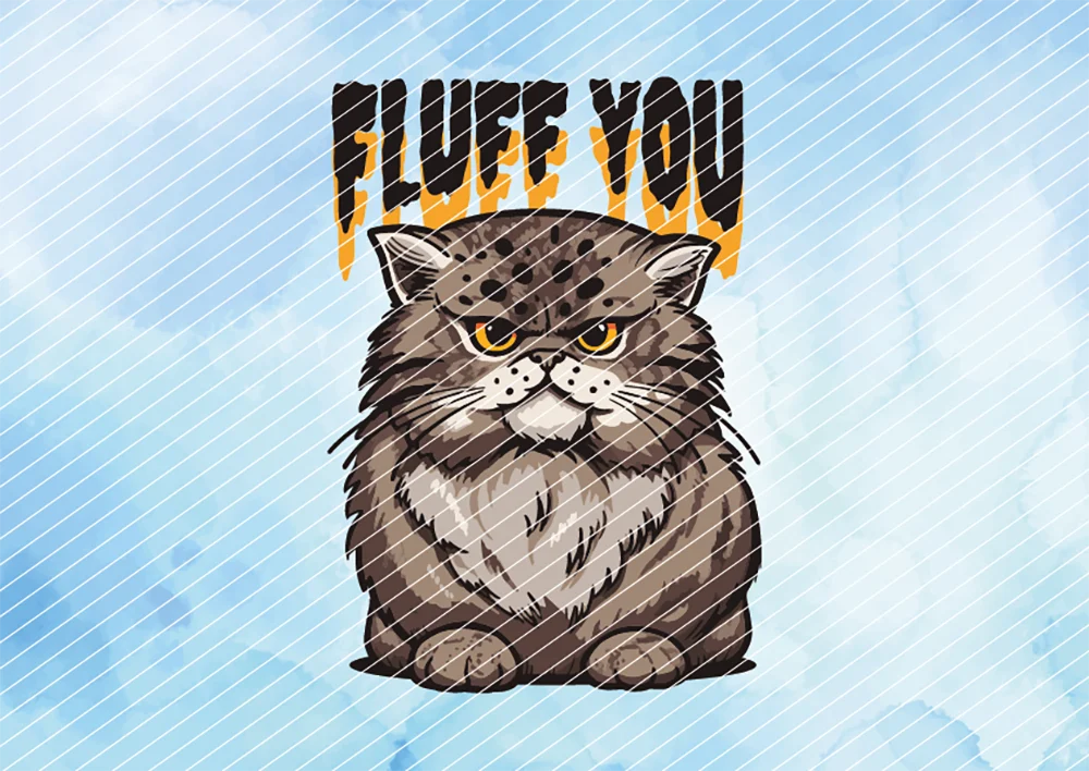 Plüschige Katze "Fluff You" // Bügelbild