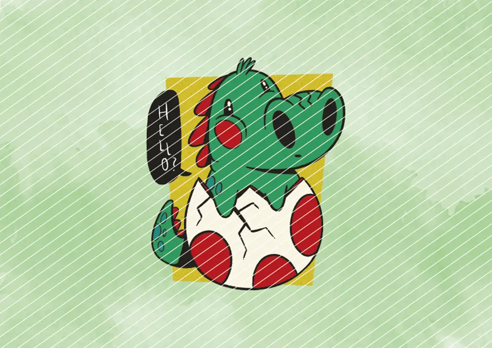 Frisch geschlüpfter Dino aus dem Ei
